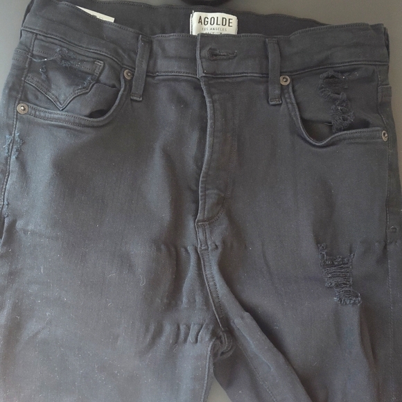 Agolde black skinny distressed cropped jeans - Picture 3 of 6